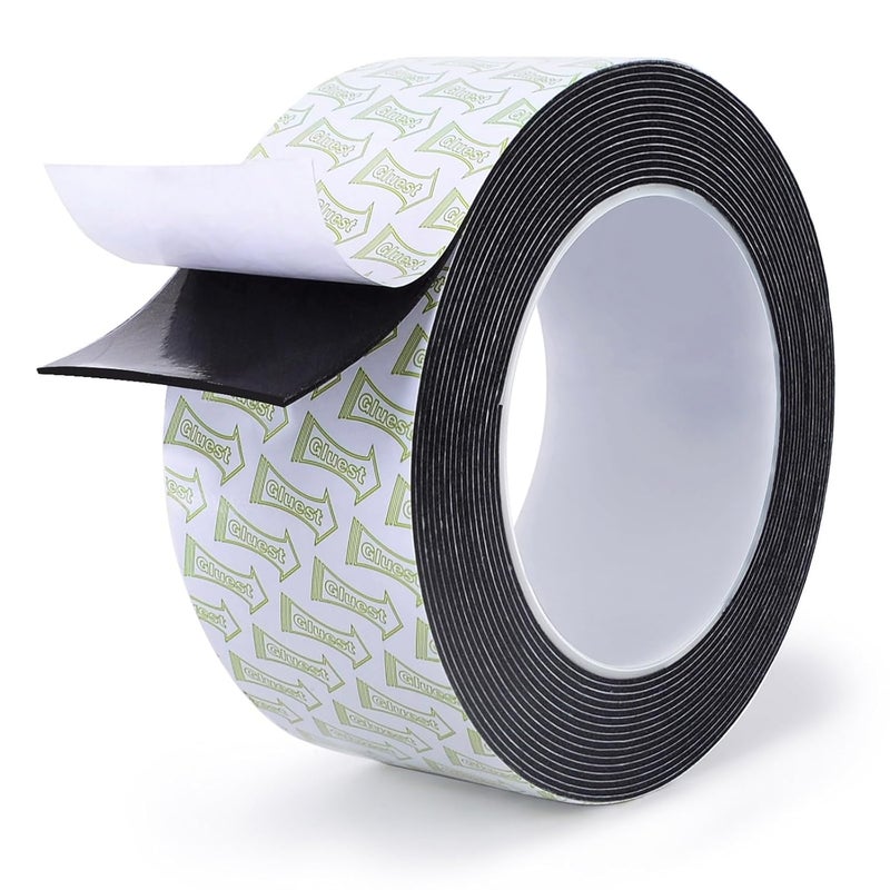 Gluest Double Sided Mounting Tape 2IN x 16.5FT, Strong Double Sided Tape Heavy Duty Black Wall Tape No Damage Foam Tape Adhesive Strips Poster Picture Hanging Tape Damage Free Hanging Strips - Image 1